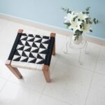 Furnshine - Royston Solid Sheesham Wood Black & White Handwoven Stool - Image 2