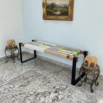 Furnshine - Keats Solid Wood Two Seater Woven Bench with Black Metal Legs (Multicolor) - Image 2