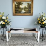 Furnshine - Reign Solid Wood Handwoven Bench with White Metal Legs (White, Black & Beige) - Image 2