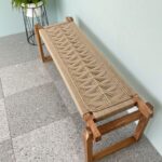 Furnshine - Merrill Solid Wood Handmade Modern Woven Bench (Beige) - Image 2