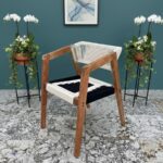 Furnshine - Padget Solid Wood Armrest Woven Chair (Black & White) - Image 2