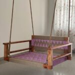 Furnshine - Jim Single Seater Armrest Backrest Swing (Pastel Pink & Beige Tones)