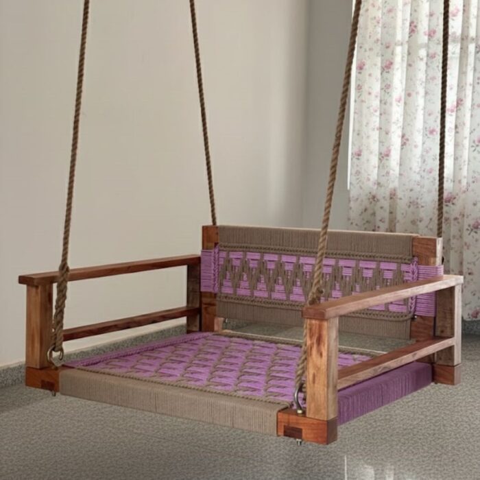 Furnshine - Jonesy Single Seater Armrest Backrest Swing (Pastel Pink & Beige Tones) - Image 1