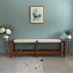 Furnshine - Cicely Solid Wood Woven Bench with Shoe Rack (White) - Image 2