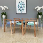 Furnshine - Huntley Solid Wood Hand Rest Woven Stool (Set of Three) - Image 2