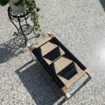 Furnshine - Stanton Solid Wood Entryway Single Seater Handwoven Stool with Silver Metal Legs - Image 2