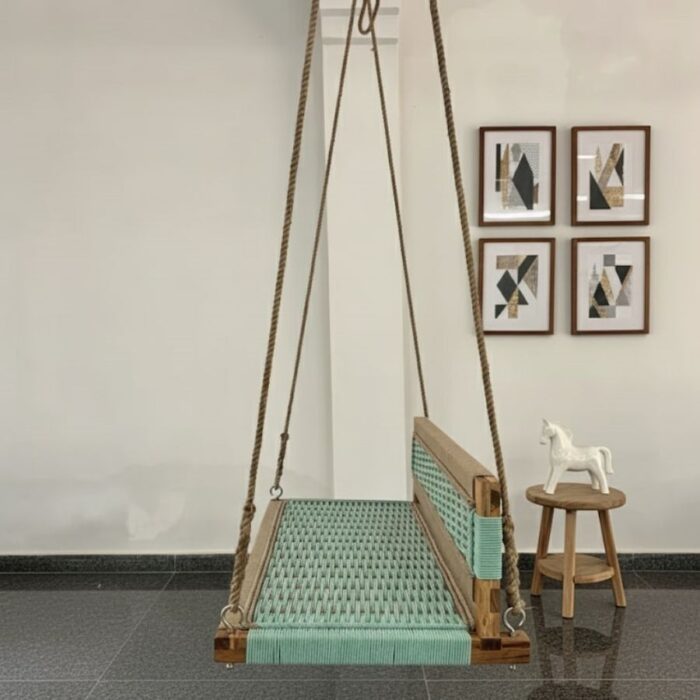 Furnshine - Evian Woven Swing with Backrest ( Green & Beige) - Image 3