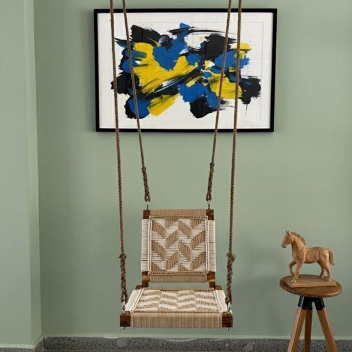 Furnshine - Barlow Beige Single Seater Backrest Swing for Kids - Image 3