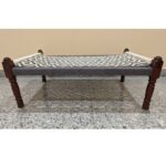 Furnshine - Missy Solid Sheesham Wood Handwoven Charpai/Khatiya (Grey & White) - Image 3