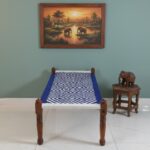 Furnshine - Kim Solid Sheesham Wood Handmade Woven Charpai/Khatiya (Blue & White) - Image 3