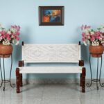 Furnshine - Sherwin Solid Wood Handwoven Backrest Bench (White) - Image 3