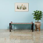 Furnshine - Austen Handwoven Sheesham Wood Bench (Orange & Green) - Image 3