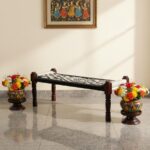Furnshine - Ramsay Handwoven Sheesham Wood Bench (Black & White) - Image 3