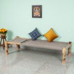 Furnshine - Yarrow Solid Sheesham Wood Handwoven Charpai with Backrest (Natural Beige) - Image 3