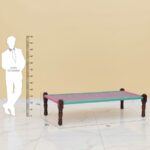 Furnshine - Vinny Solid Sheesham Wood Handmade Woven Charpai/Khatiya (Pink & Green) - Image 3