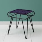 Furnshine - Bromley Rich Purple & Rust-Orange Woven Stool with Black Metal Legs - Image 3