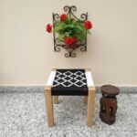 Furnshine - Blues Solid Wood Black & White Handwoven Stool - Image 3
