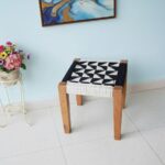 Furnshine - Royston Solid Sheesham Wood Black & White Handwoven Stool - Image 3