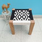Furnshine - Chaucer Solid Sheesham Wood Black & White Handwoven Stool - Image 3