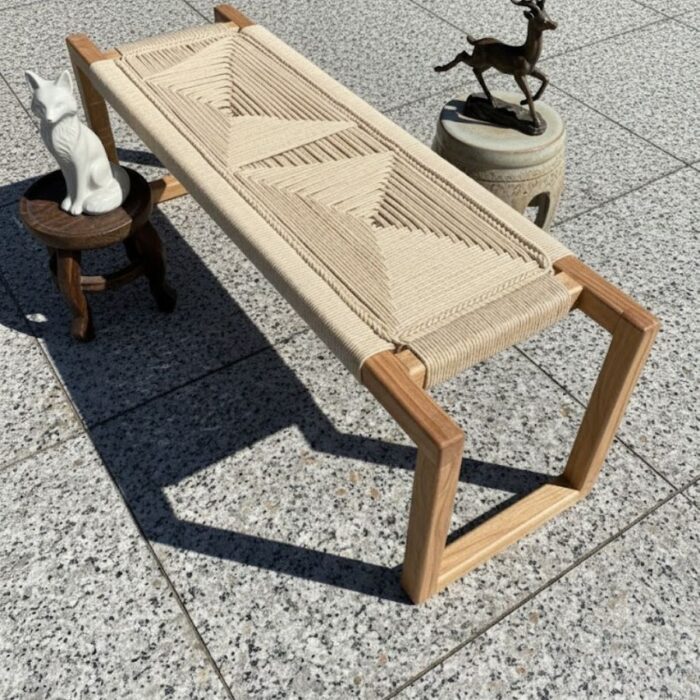 Furnshine - Mosley Boho Woven Bench (Beige Color) - Image 3