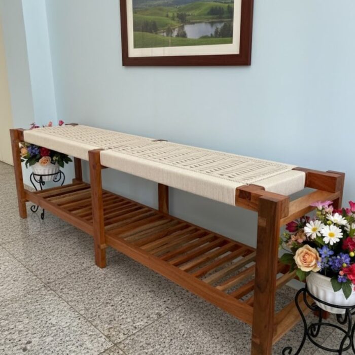 Furnshine - Cicely Woven Bench with Shoe Rack - Image 3