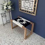 Furnshine - Cannon Solid Wood Handwoven Stool (White & Black) - Image 3
