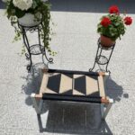 Furnshine - Stanton Solid Wood Entryway Single Seater Handwoven Stool with Silver Metal Legs - Image 3