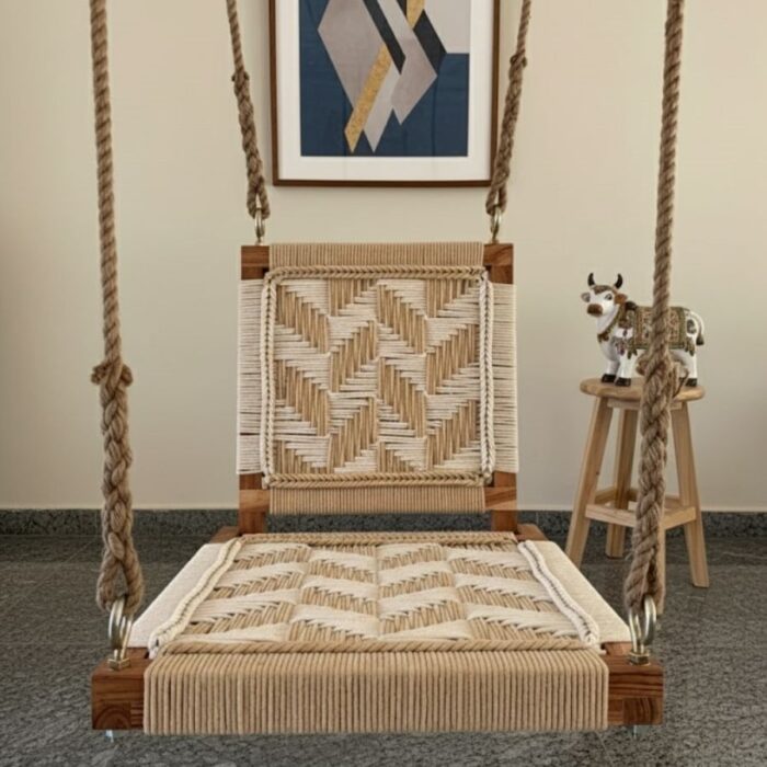 Furnshine - Barlow Beige Single Seater Backrest Swing for Kids - Image 4