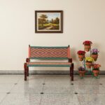 Furnshine - Prentice Solid Wood Handwoven Backrest Bench (Orange & Green) - Image 4