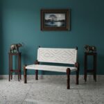 Furnshine - Sherwin Solid Wood Handwoven Backrest Bench (White) - Image 4