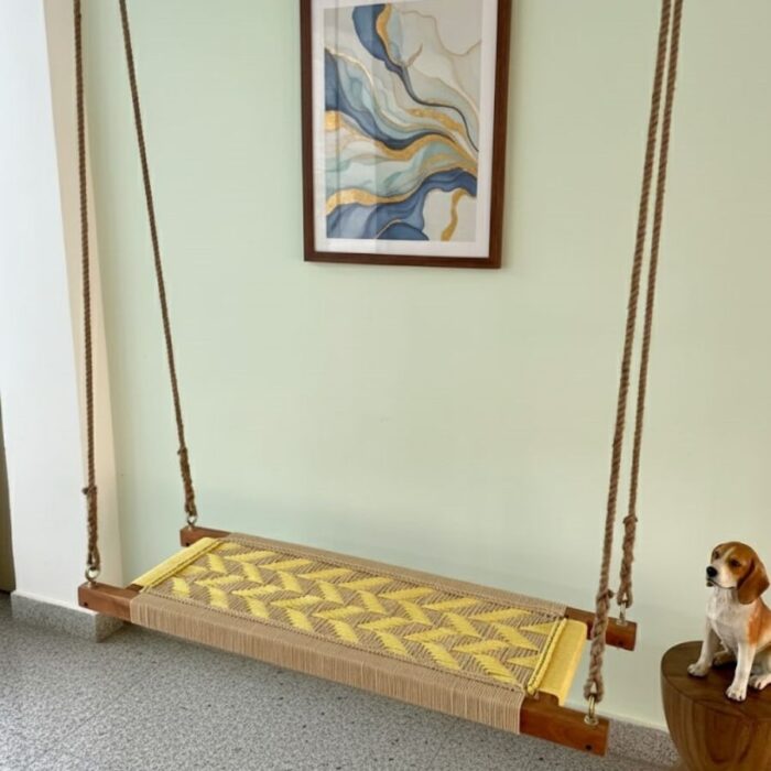 Furnshine - Arledge Yellow & Beige Woven Swing for Adults & Kids - Image 3