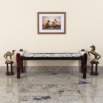 Furnshine - Ramsay Handwoven Sheesham Wood Bench (Black & White) - Image 4