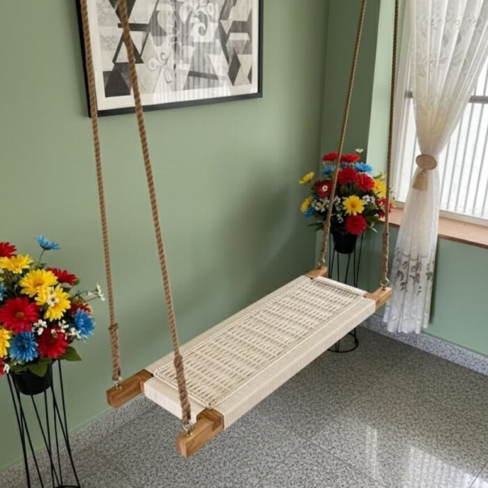 Furnshine - Eartha All-White Handwoven Swing for Adults & Kids - Image 4