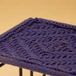 Furnshine - Bromley Rich Purple & Rust-Orange Woven Stool with Black Metal Legs - Image 4