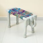 Furnshine - Easton Solid Wood Multicolor Woven Elephant Stool (Grey Color) - Image 4