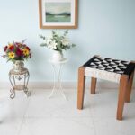 Furnshine - Royston Solid Sheesham Wood Black & White Handwoven Stool - Image 4