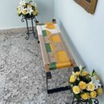 Furnshine - Blakely Solid Wood Two Seater Hand Woven Bench with Black Metal Legs (Yellow, Green, White & Beige) - Image 4