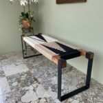 Furnshine - Aston Solid Wood Woven Bench with Black Metal Legs (Beige, White & Black) - Image 4