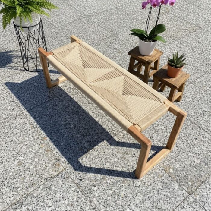 Furnshine - Mosley Boho Woven Bench (Beige Color) - Image 4