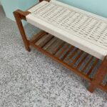 Furnshine - Cicely Solid Wood Woven Bench with Shoe Rack (White) - Image 4