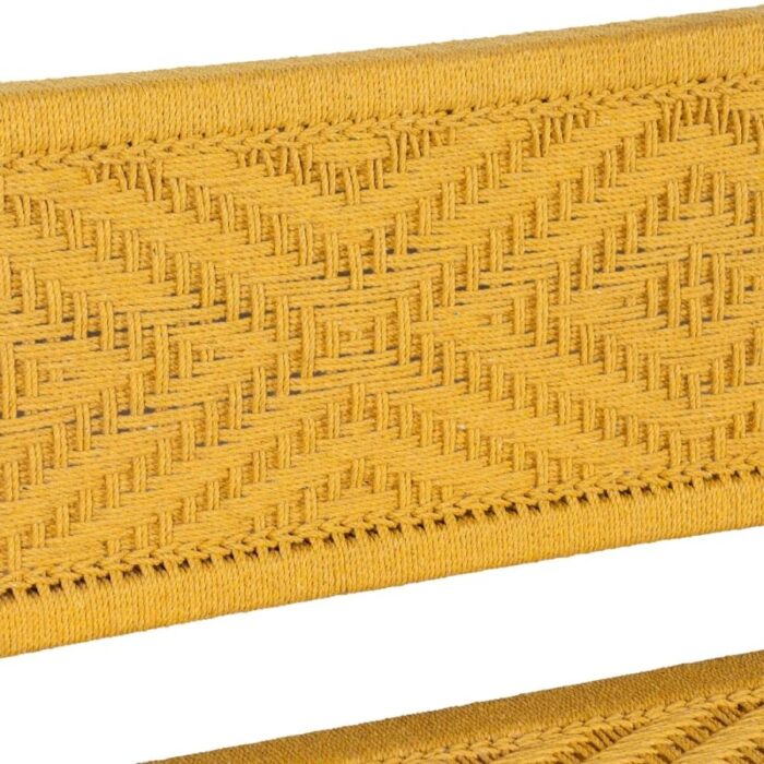 Furnshine - Laurie Solid Wood Handwoven Backrest Bench (Yellow) - Image 6