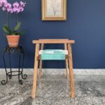 Furnshine - Fulton Solid Wood Handwoven Stool (White & Teal) - Image 4