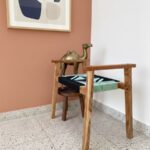 Furnshine - Dudley Solid Wood Hand Rest Woven Stool (Black & Teal) - Image 4