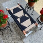 Furnshine - Stanton Solid Wood Entryway Single Seater Handwoven Stool with Silver Metal Legs - Image 4