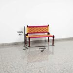 Furnshine - Swan Sheesham Wood Handwoven Backrest Bench (Pink & Yellow) - Image 5