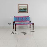 Furnshine - Taffeta Solid Wood Handwoven Backrest Bench (Blue & Pink) - Image 5