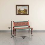 Furnshine - Prentice Solid Wood Handwoven Backrest Bench (Orange & Green) - Image 5