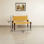 Furnshine - Laurie Solid Wood Handwoven Backrest Bench (Yellow) - Image 5