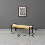 Furnshine - Genesis Handwoven Sheesham Wood Bench (Yellow & White) - Image 5