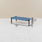 Furnshine - Thorne Solid Sheesham Wood Handwoven Charpai/Khaat (Blue & Red) - Image 5
